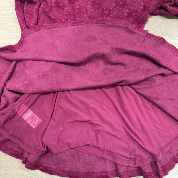 Free People Boho Lace Trim Deep V Fit & Flare Dress Velvet Burnout Pockets Fall - Picture 14 of 16